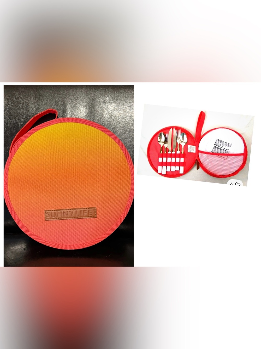 Sunny Life Picnic Set For 2 Malibu Orange w/ Carrying Case Travel Camping